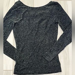 Michael Kors Long Sleeve Black & Silver Sparkle Sweater Womans Sz XXS